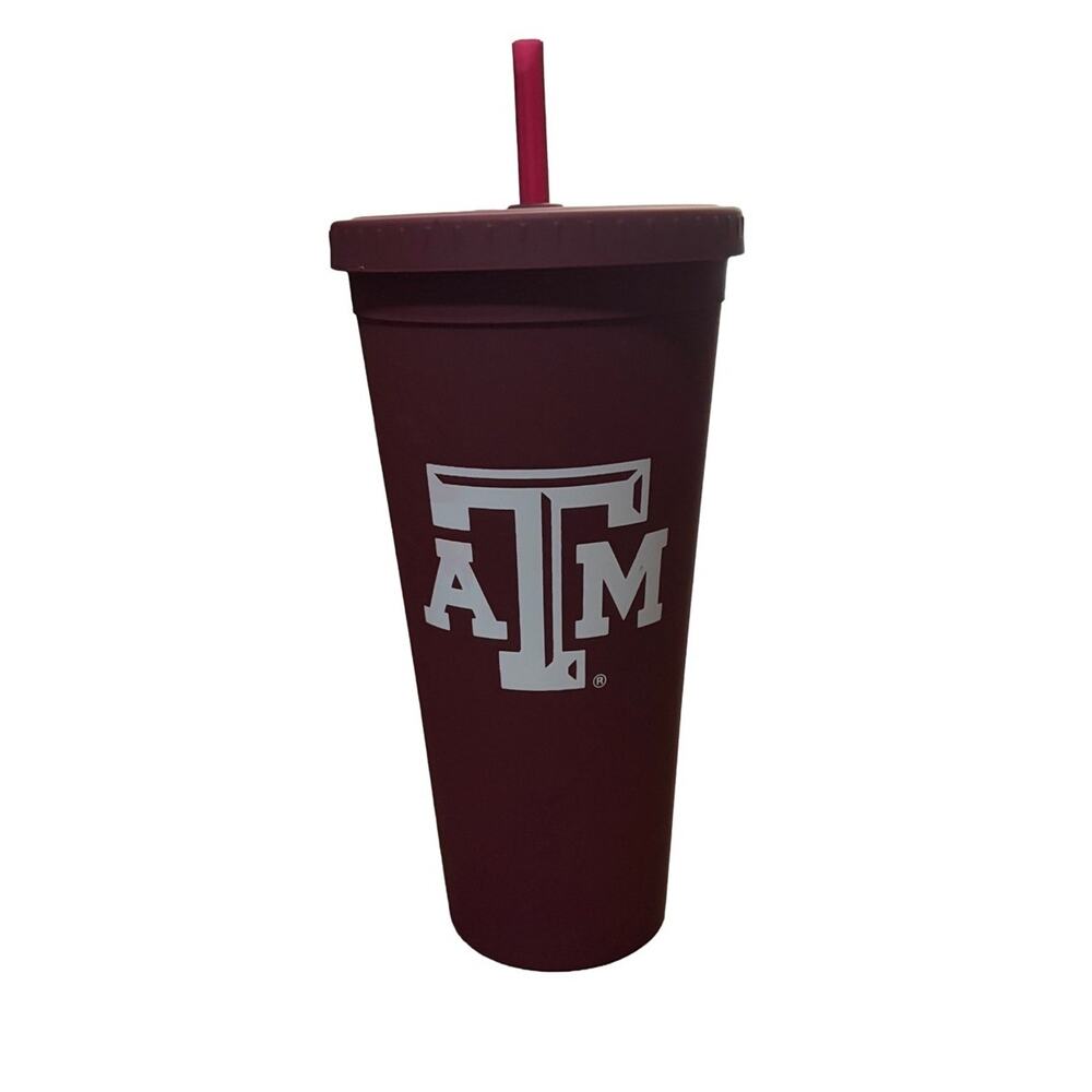 Texas A&M Aggies 22oz BPA Free Tumbler Cup With Straw Maroon NCAA New Other